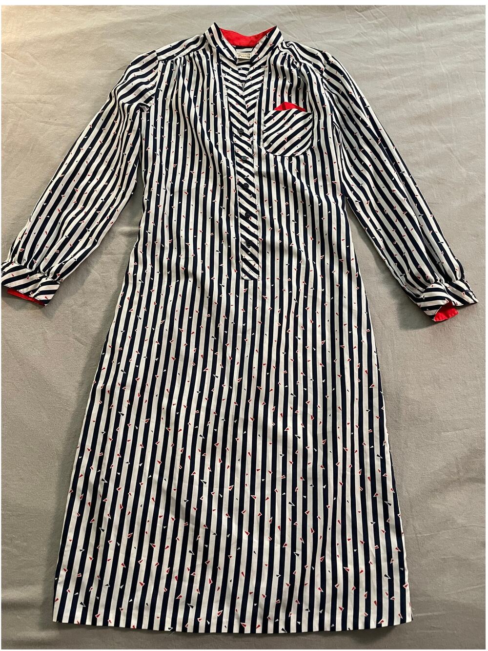 Vtg. Schrader Sports Petites Dress SZ 8 70s/80s  retro stripes new wave